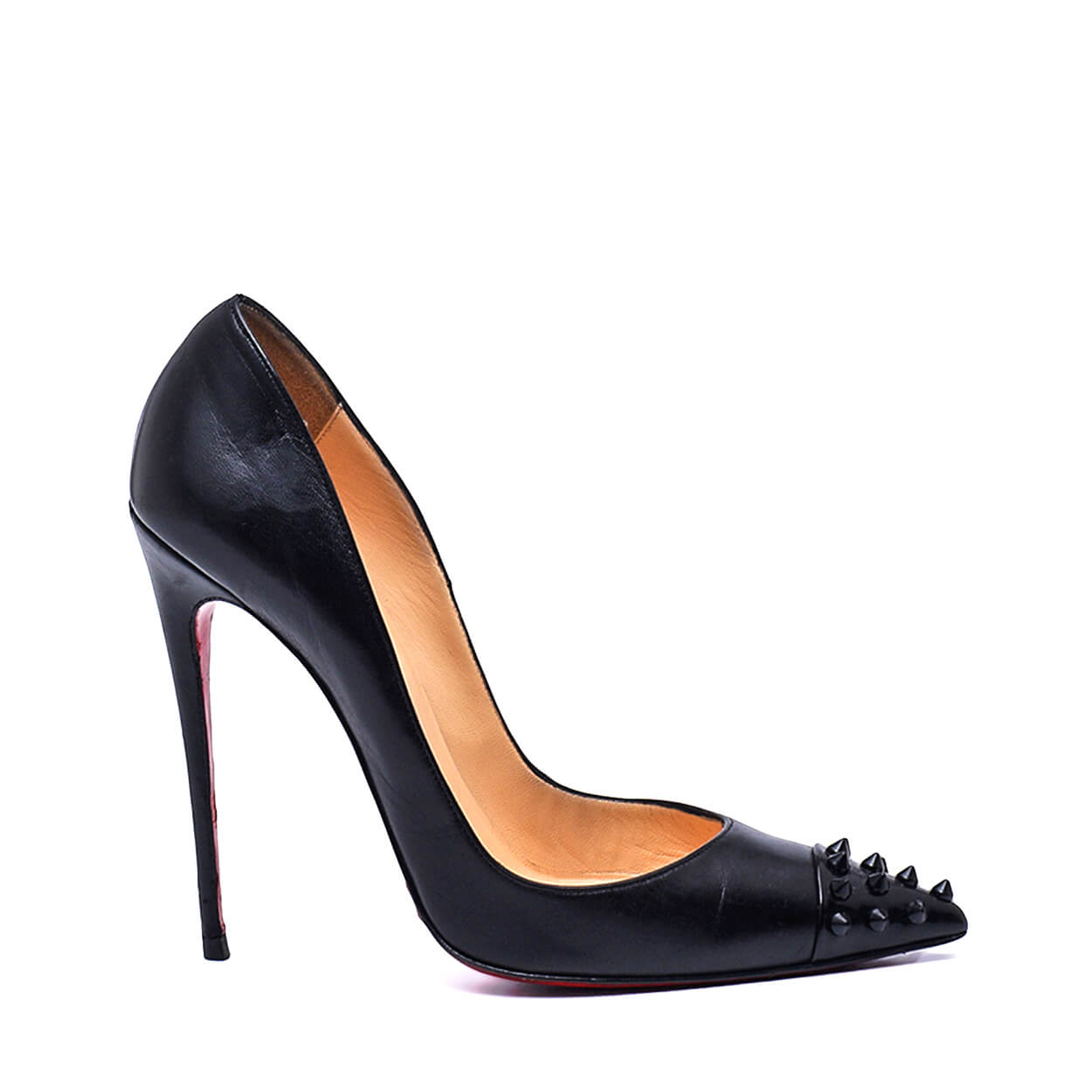 Christian Louboutin -Black Leather Geo Spike Pumps 40